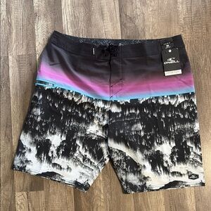 O'Neill Black and Purple Board Shorts Gradient Design